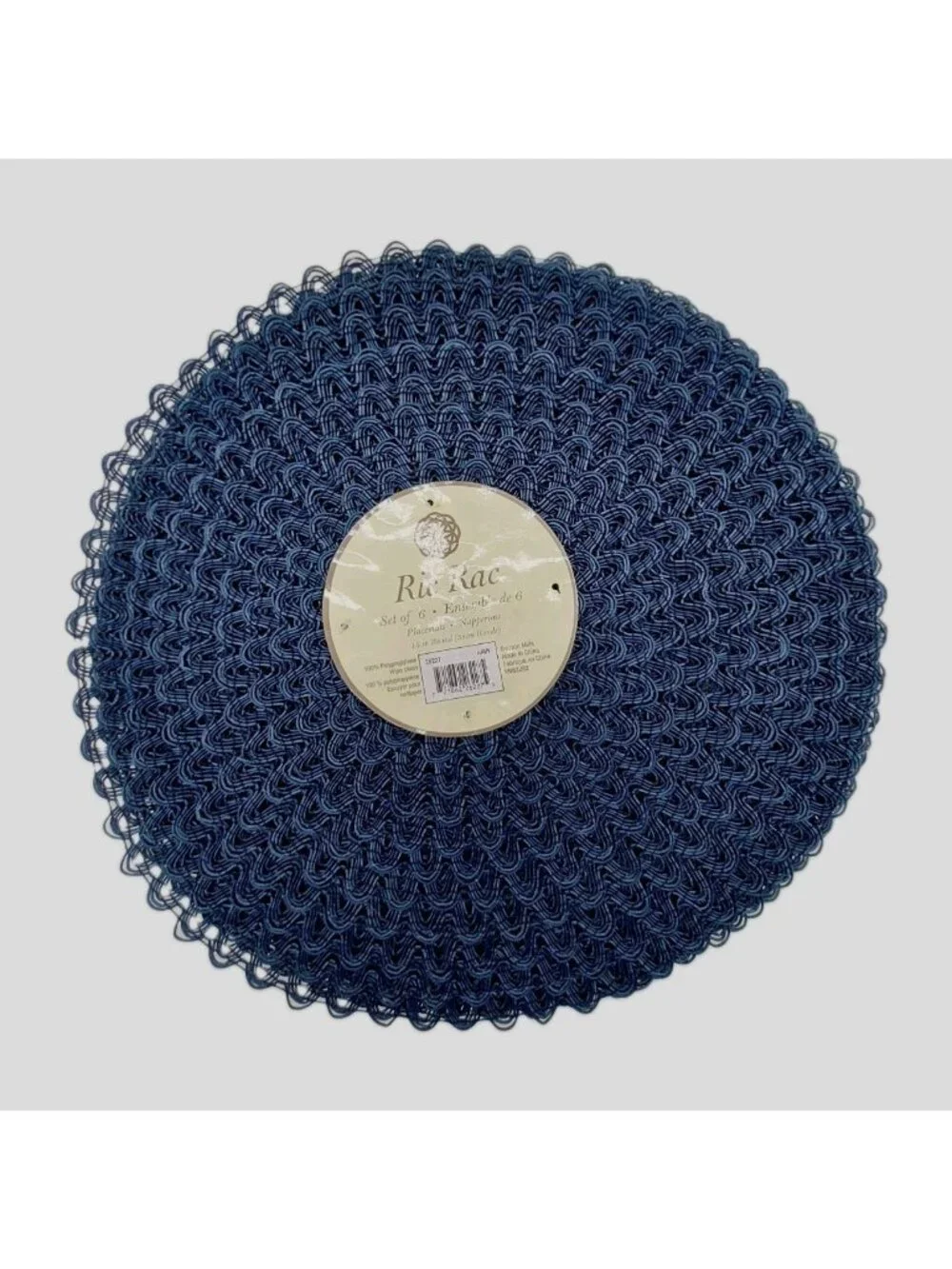 Ricrac Round Blue Placemats Navy Blue 15
